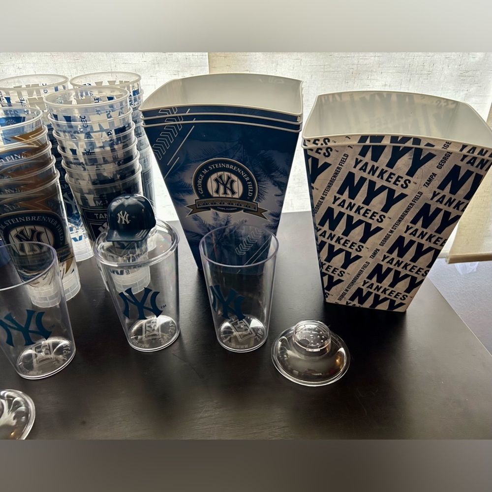 Lot of NY Yankees cups, buckets and shakers 40+ items